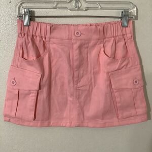 Pastel Pink Girly Feminine‎ Preppy Coquette Casual Cargo Micro Mini Skirt Small